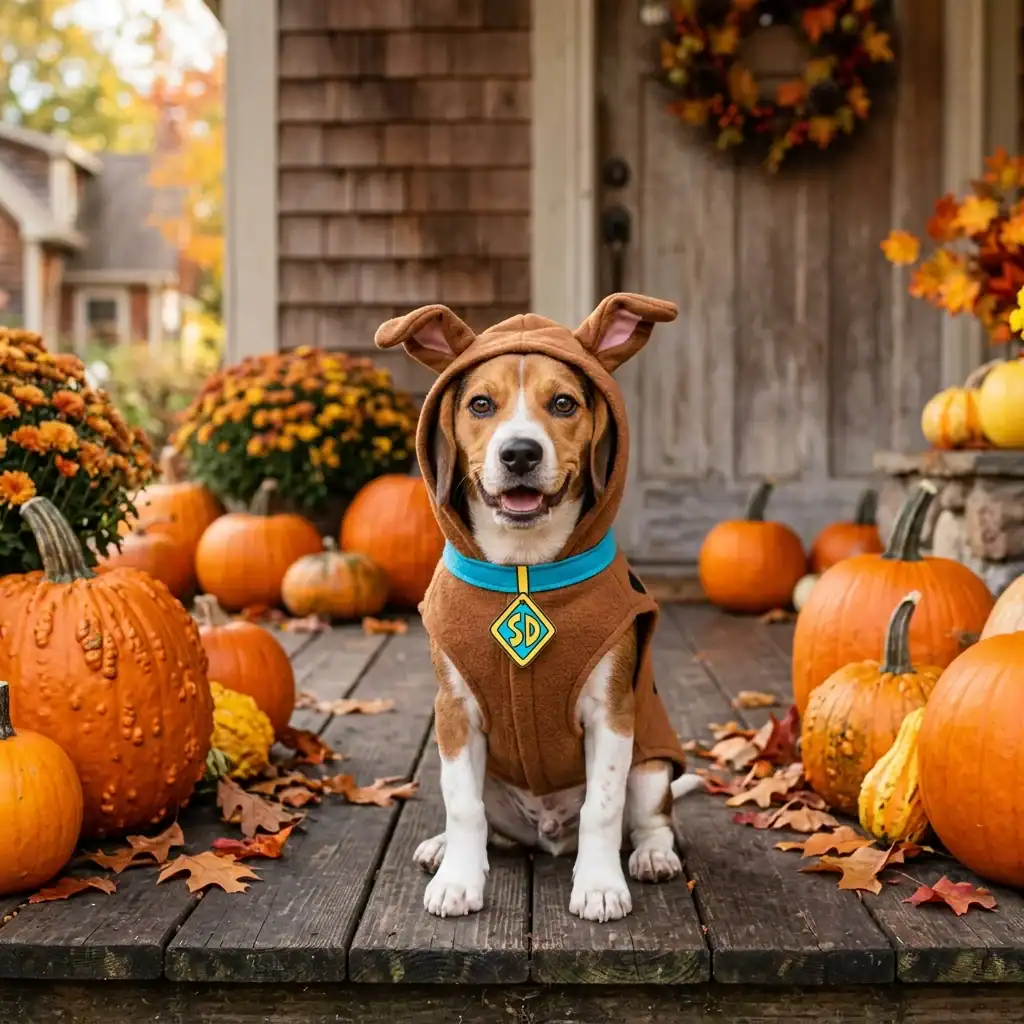 Cute pet scooby doo costume with brown felt vest