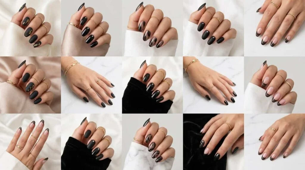 15 Soft Glam Black Acrylic Nails Art And Polish Looks Featured