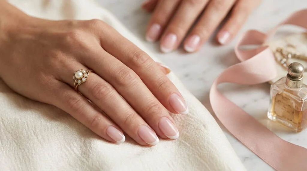 19 Old Money Wedding Pink French Tip Nails featured iamge