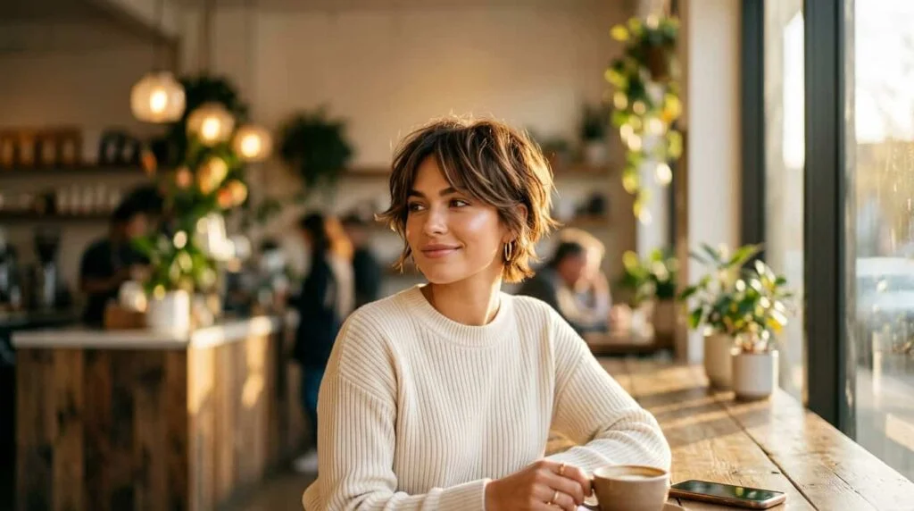Collage of stylish bixie haircut ideas for women featuring textured, layered, and trendy short bob-pixie hybrid styles in 2026